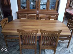 Wooden dining table, 6 chair set