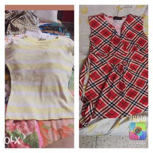 Yellow and red top.medium size stretchable