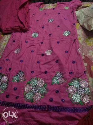100% Cotton ready made suit with heavy dupatta