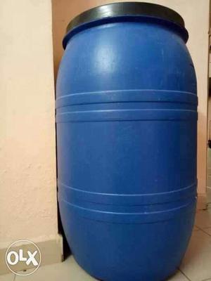 2 Blue Plastic Barrel