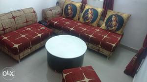 3 + 2 Seater Couch + 1 Puffy With Marble Top Table