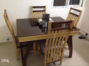 4 Seater Teak Wood Natural Finish Dining Table