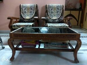 A 1+1+3 sofa set handcrafted with 100% pure teak