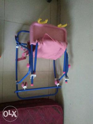 Baby's Pink And Blue Walker & chair 3 in 1