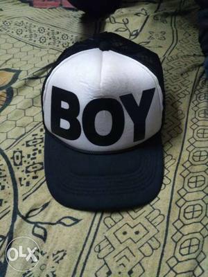 Black And White Boy Embroidered Cap