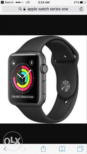 Black Apple Watch With Black Rubber Strap