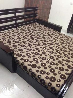 Black Wooden Bed Framed White Brown And Beige Bed Mattress