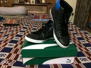 Black-and-blue Puma High-top Shoes With Box 9 size