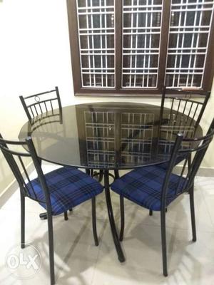 Blue And Black Dining Table And Chairs