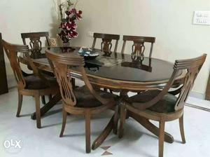 Brown And Black Rectangular Table With Dining Set