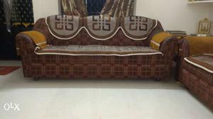 Brown Fabricn Sofa Set