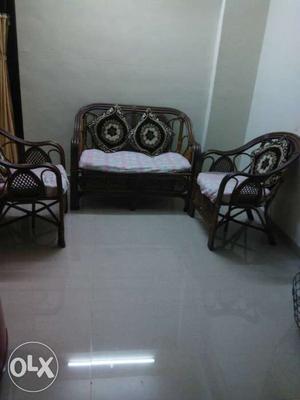 Brown Rattan Loveseat And Sofa Chair
