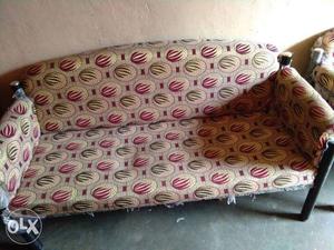 Brown, Red, And White Floral Futon