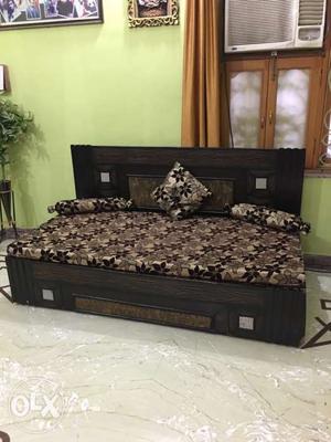 Brown Wooden Framed Couch Bed