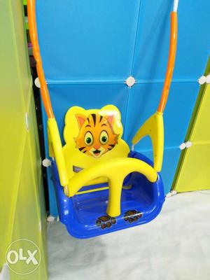 Children's Yellow And Blue Tiger Themed Swing