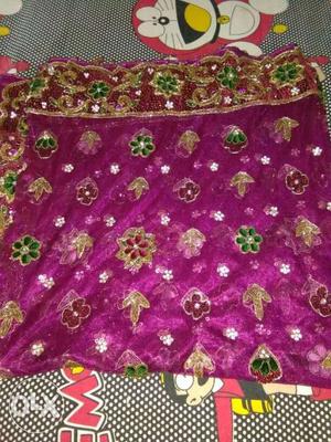 Glittered Purple And Brown Floral bridel lehnga. urgent sell