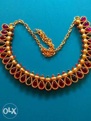 Gold And Ruby Chunky Necklace