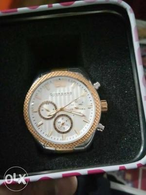 Gold And Silver Chronograph Watch With Box