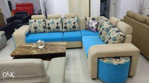 Gray And Blue Sectional Sofa