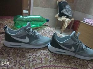 Gray-and-black Nike Running Shoes