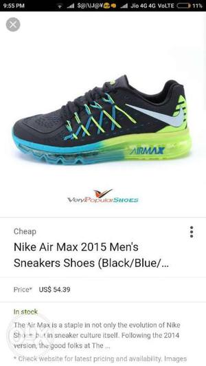 Green And Blue Nike Air Max  Shoes