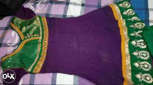 Green And Purple Floral Sari