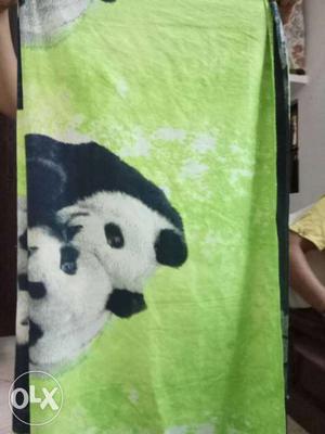 Green, Black, And White Panda Printed Textile