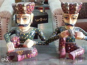 Hand made/ Pair of 2/ Solid wooden sculptures/ Sheesham