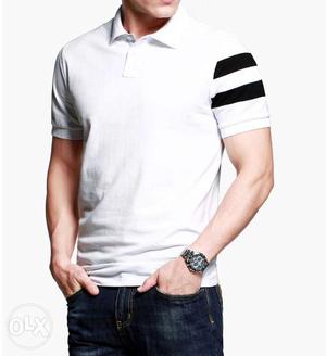 LionRoad White Polo TShirt For Mens - Collar T Shirt