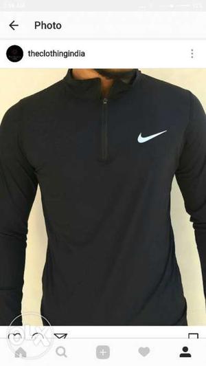 Men's Black Half-zip Nike Long-sleeved Shirt