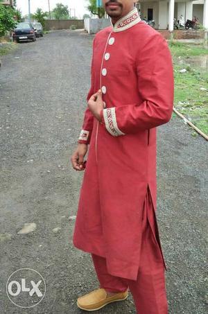 Men's Red Sherwani