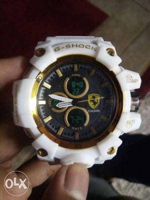 New Round White G-Shock Digital Watch Ferrari edition