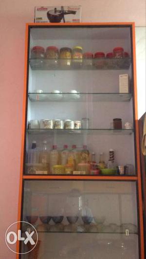 Orange And White Display Cabinet