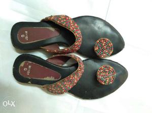Pair Of Black And Brown Flats