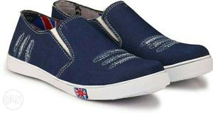 Pair Of Blue-and-white Loafers