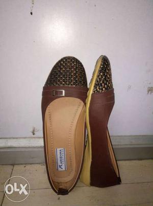 Pair Of Brown Leather Slip-on-shoes