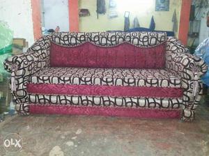 Pink, Gray, And Black Fabric Sofa