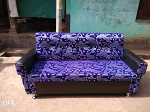 Purple And Black Leather Sofa