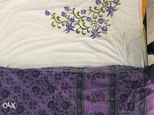 Purple, Black, And White Floral Textile
