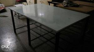 Rectangular White Metal Dining Table