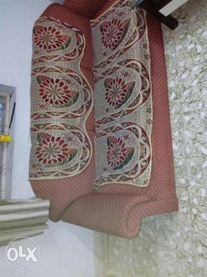 Red And Beige Floral Sofa set 3+1+1