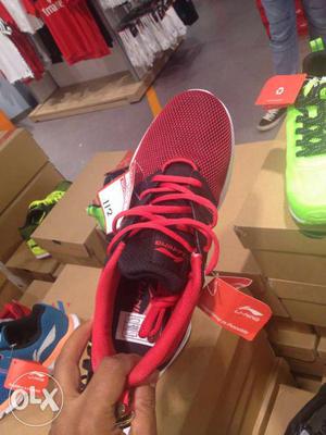 Red And Black Li-Ning Running Shoes