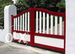 Red And White Metal Gate