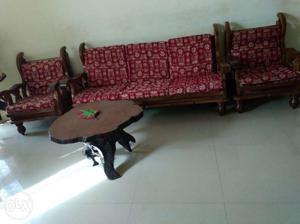 Red Floral Padded Sofa Set. Wood sagwan price is fix no