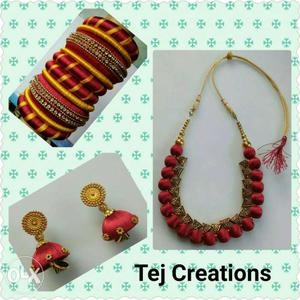 Red Silk Threaded Beaded Necklace