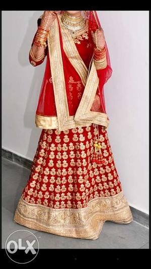 Royal red ghagra choli measuring about 