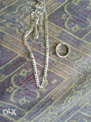 Silver Chain Link Necklace And Silver Ring