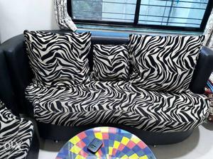 Sofa Black And White Zebra Print Couch With Leather Base