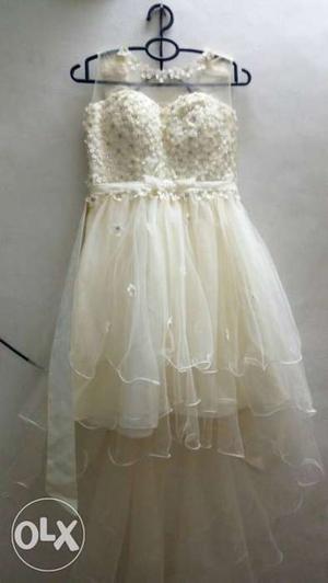 White Illusion Neckline Sleeveless Dress