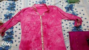 Women's Pink Long-sleeved Dress